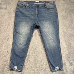 Sofia Vergara Jeans Rosa‎ Curvy Ankle Raw Ripped Hem High Waist Plus Women's 22W